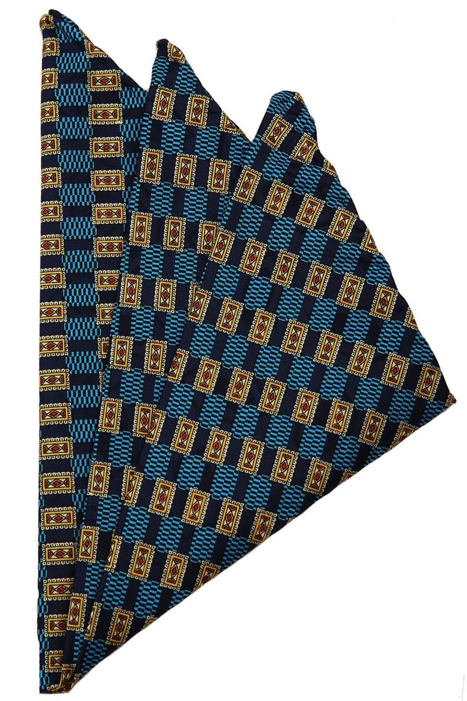 Lacivert Motif Baskılı İpek Mendil SPS436