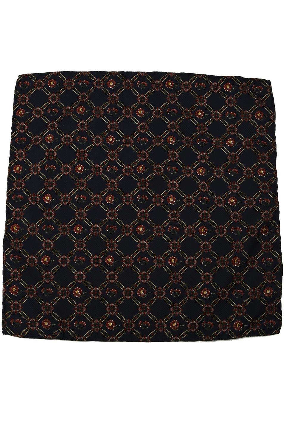 Lacivert Motif Baskılı İpek Mendil SPS312