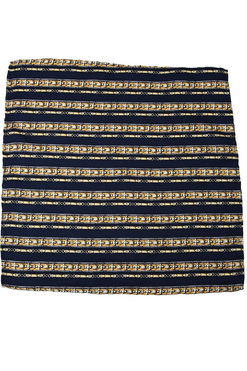 Lacivert Motif Baskılı İpek Mendil SPS395