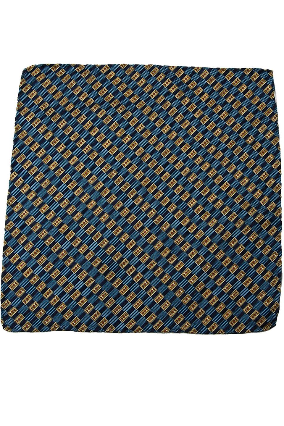 Lacivert Motif Baskılı İpek Mendil SPS436
