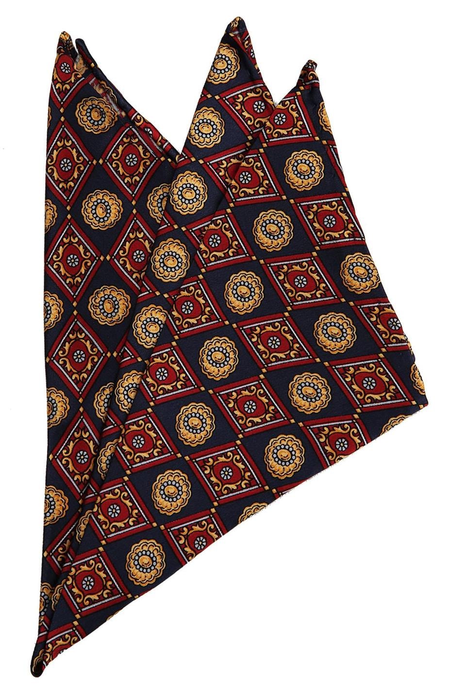Lacivert Motif Baskılı İpek Mendil SPS335