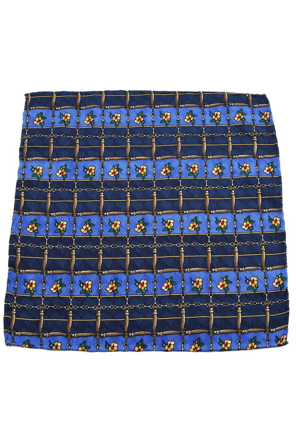 Lacivert Motif Baskılı İpek Mendil SPS162