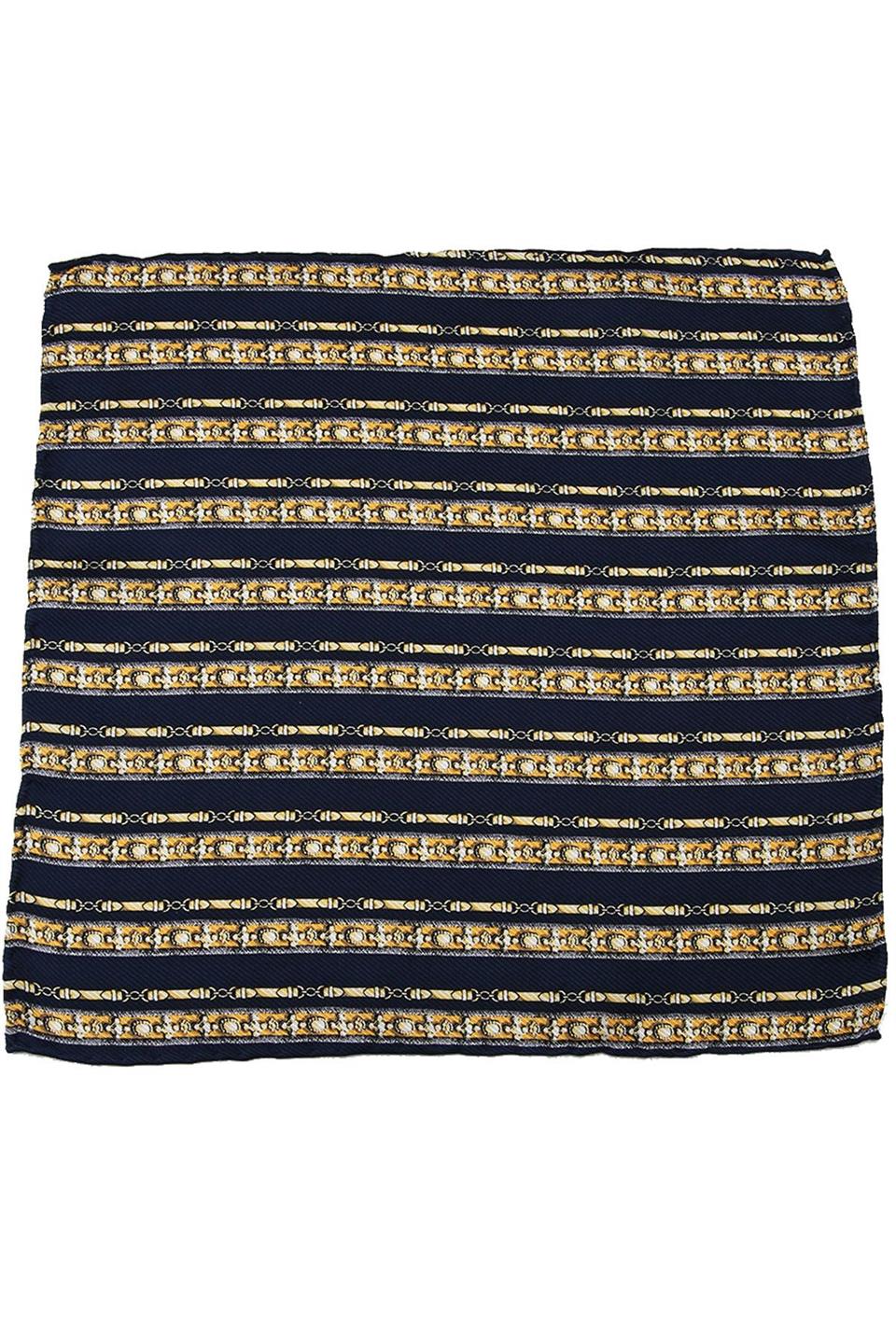 Lacivert Motif Baskılı İpek Mendil SPS365