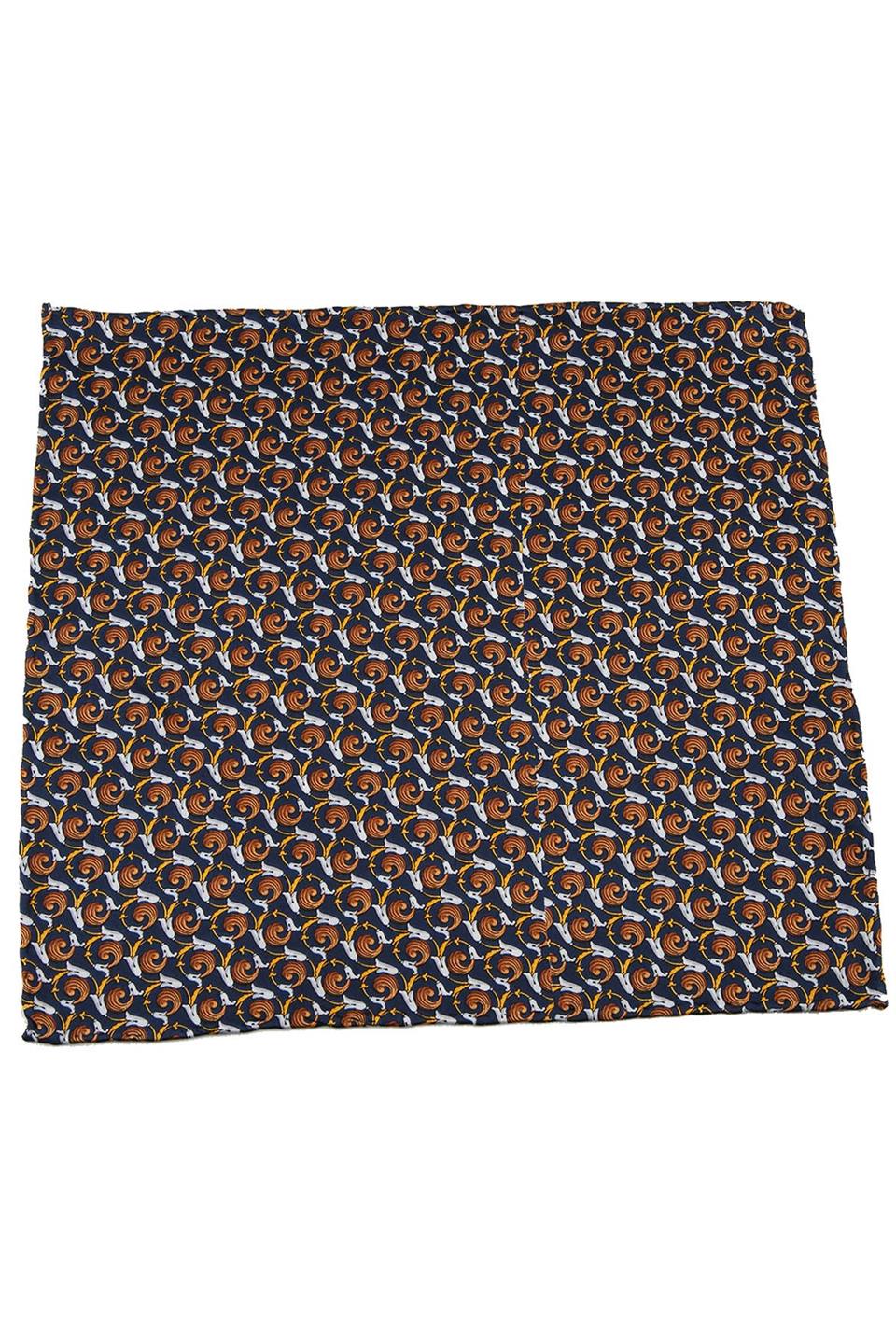 Lacivert Motif Baskılı İpek Mendil SPS113
