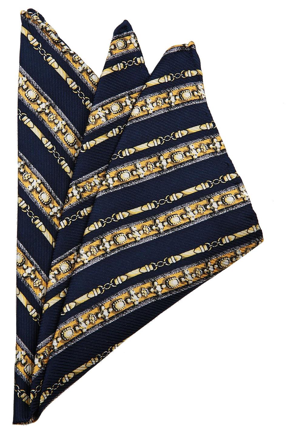 Lacivert Motif Baskılı İpek Mendil SPS395