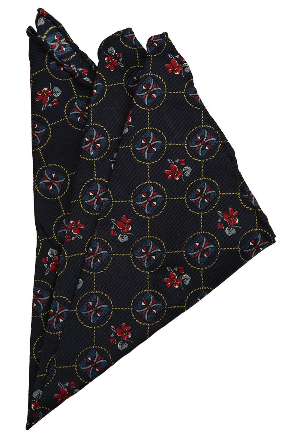 Lacivert Motif Baskılı İpek Mendil SPS437