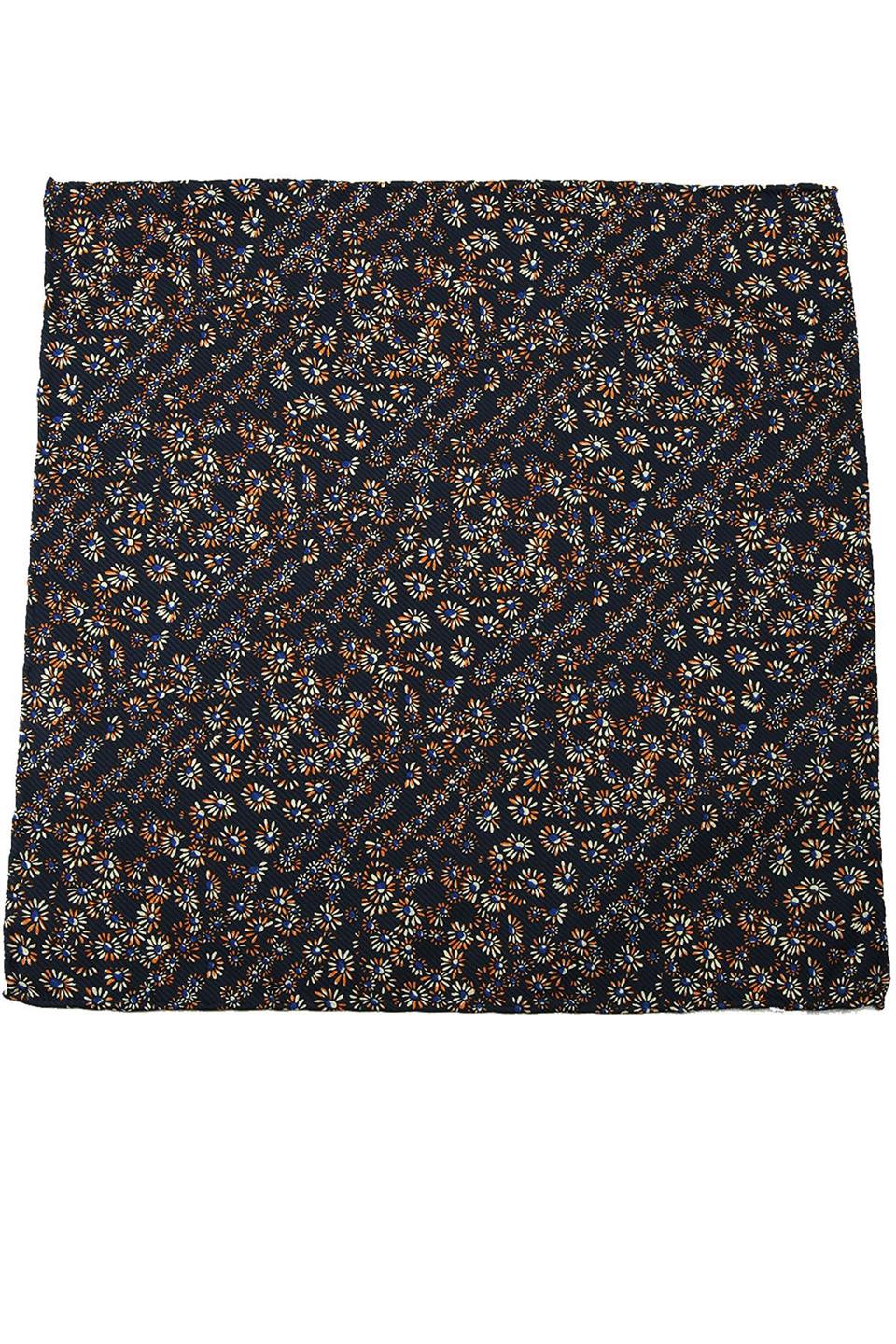 Lacivert Motif Baskılı İpek Mendil SPS292