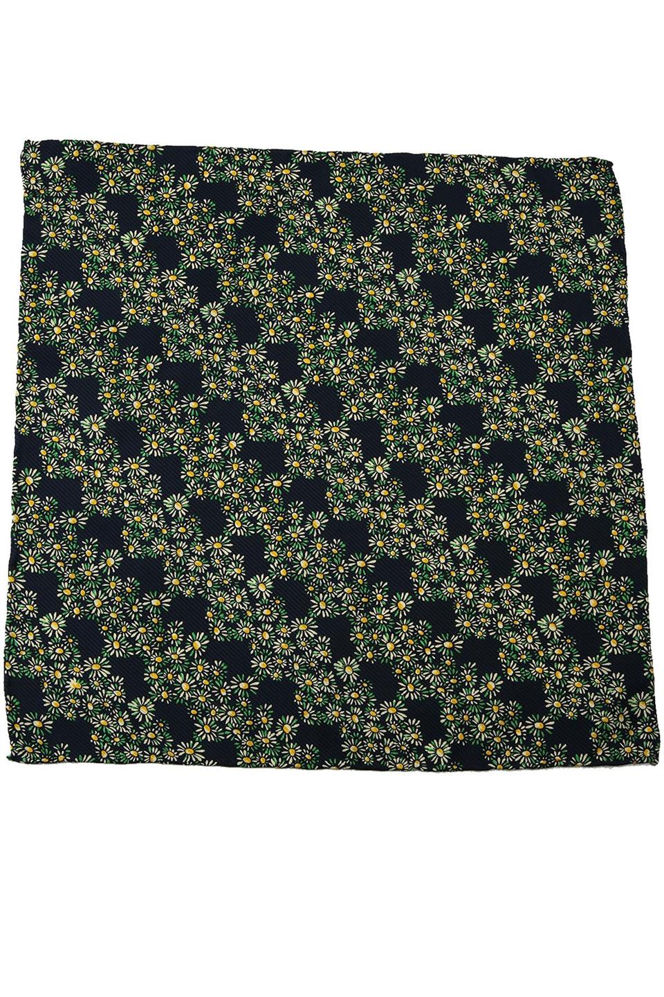 Lacivert Motif Baskılı İpek Mendil SPS287