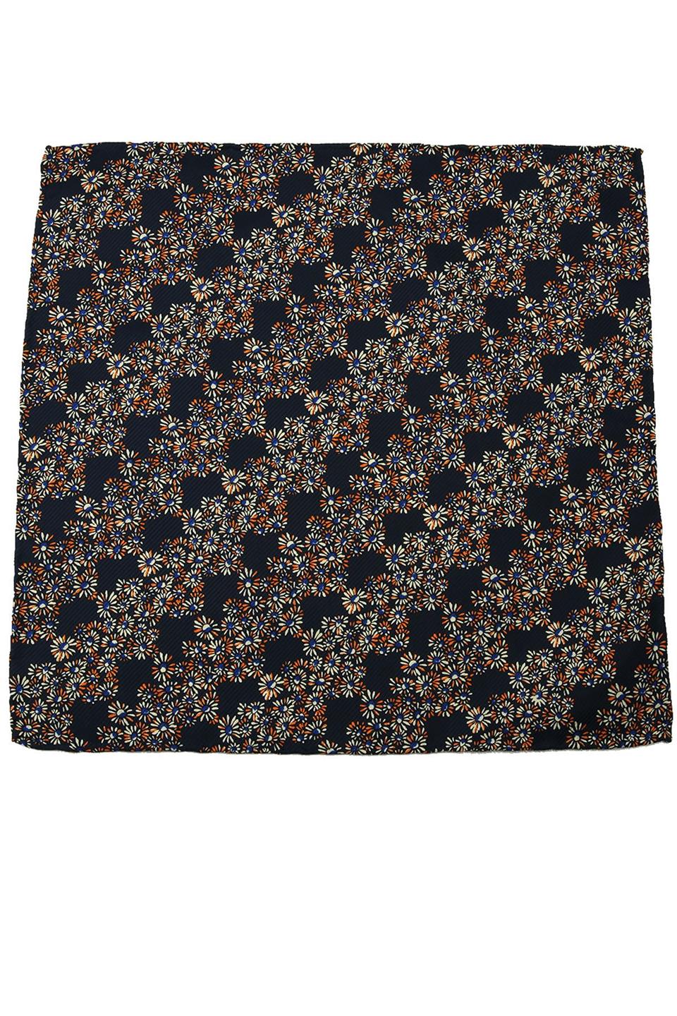 Lacivert Motif Baskılı İpek Mendil SPS285