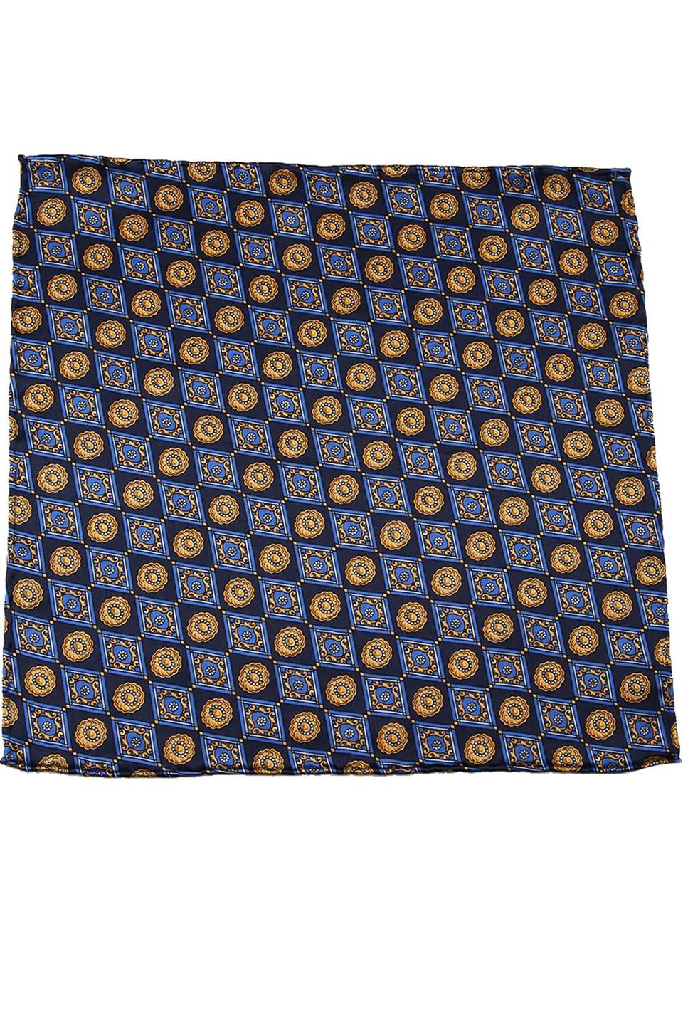 Lacivert Motif Baskılı İpek Mendil SPS361