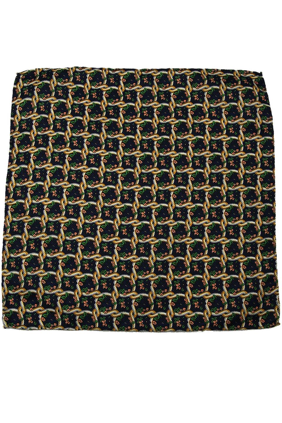 Lacivert Motif Baskılı İpek Mendil SPS317