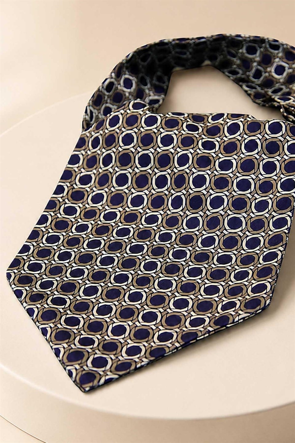 Lacivert Motif Desen Ascot Kravat K676