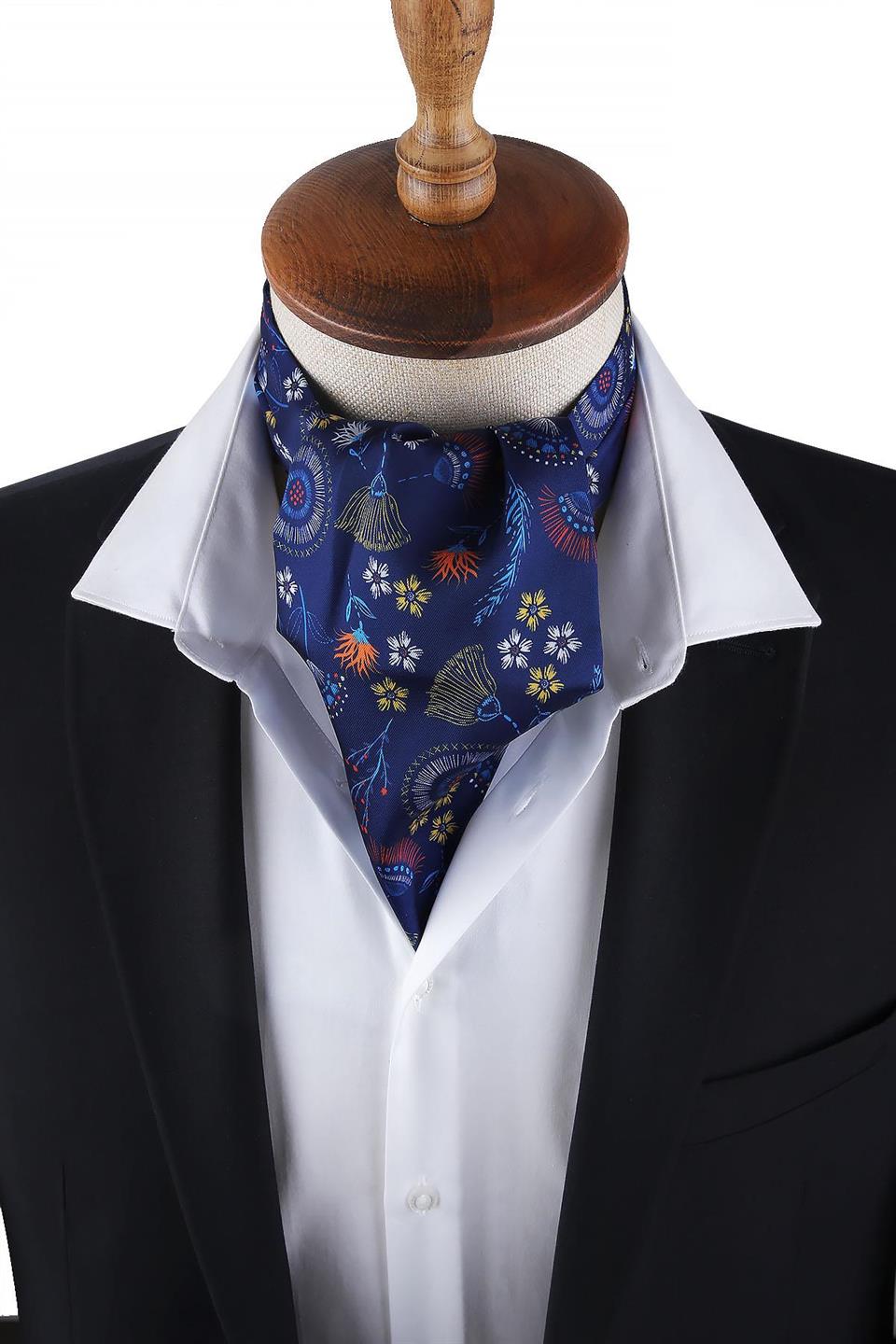 Lacivert Motif Desen Erkek Fular K414