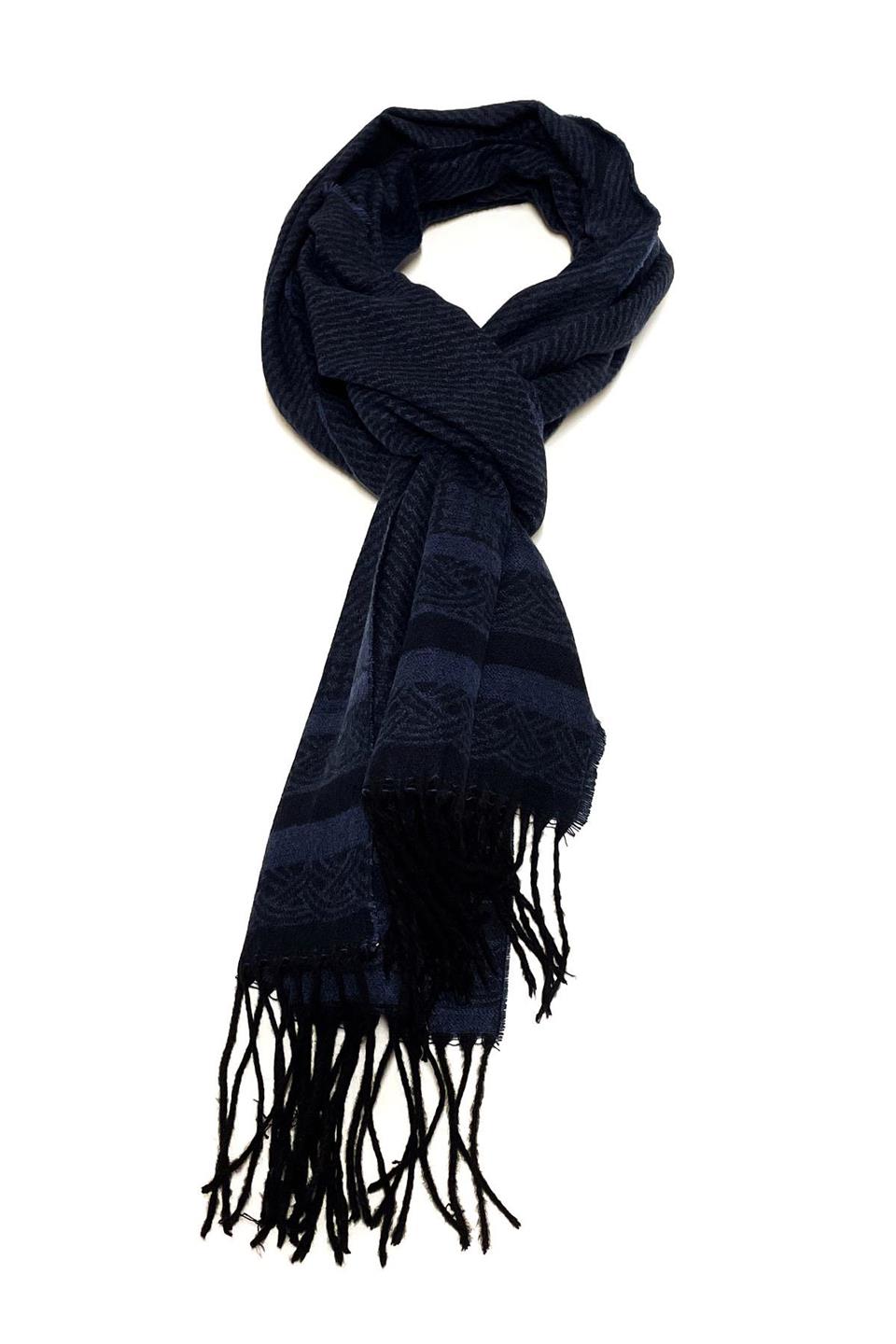 Lacivert Motif Desen Erkek Kaşkol K329