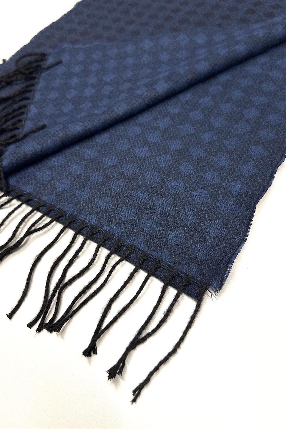 Lacivert Motif Desen Erkek Kaşkol K542