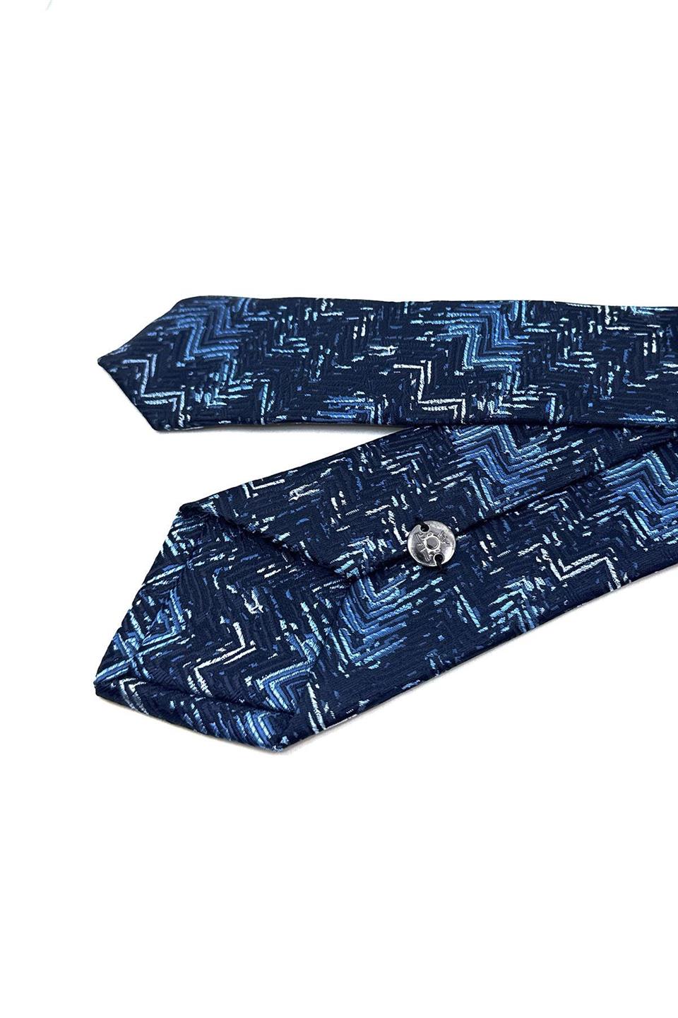 Lacivert Motif Desen İnce Kravat SK7898