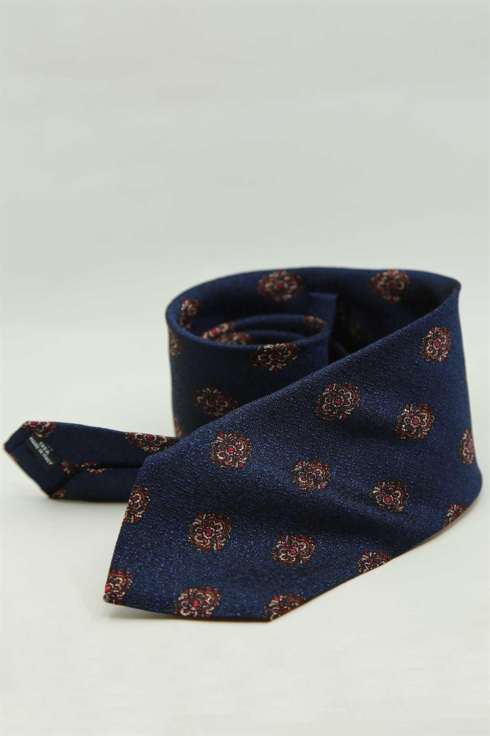 Lacivert Motif Desen İtalyan İpek Kravat İK2499