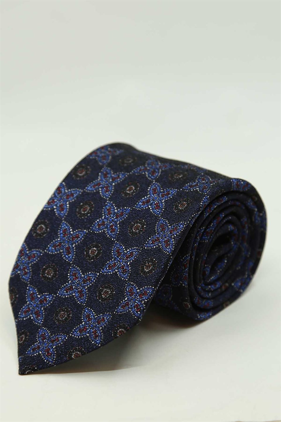 Lacivert Motif Desen İtalyan İpek Kravat İK2497