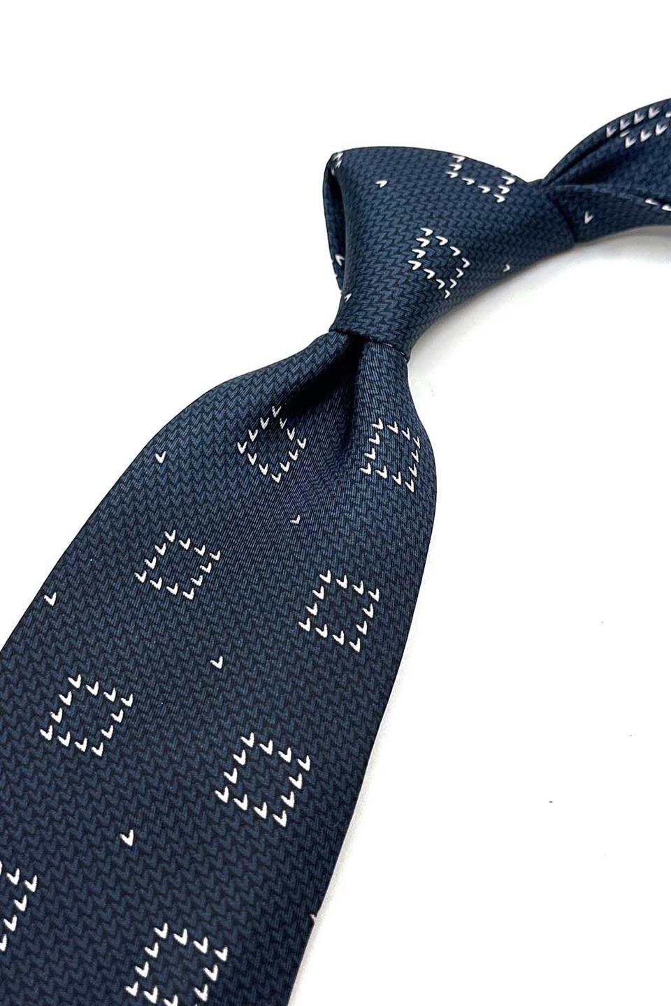 Lacivert Motif Desen İtalyan İpek Kravat İK1685