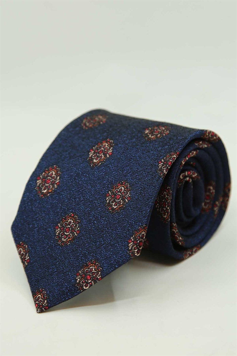 Lacivert Motif Desen İtalyan İpek Kravat İK2499