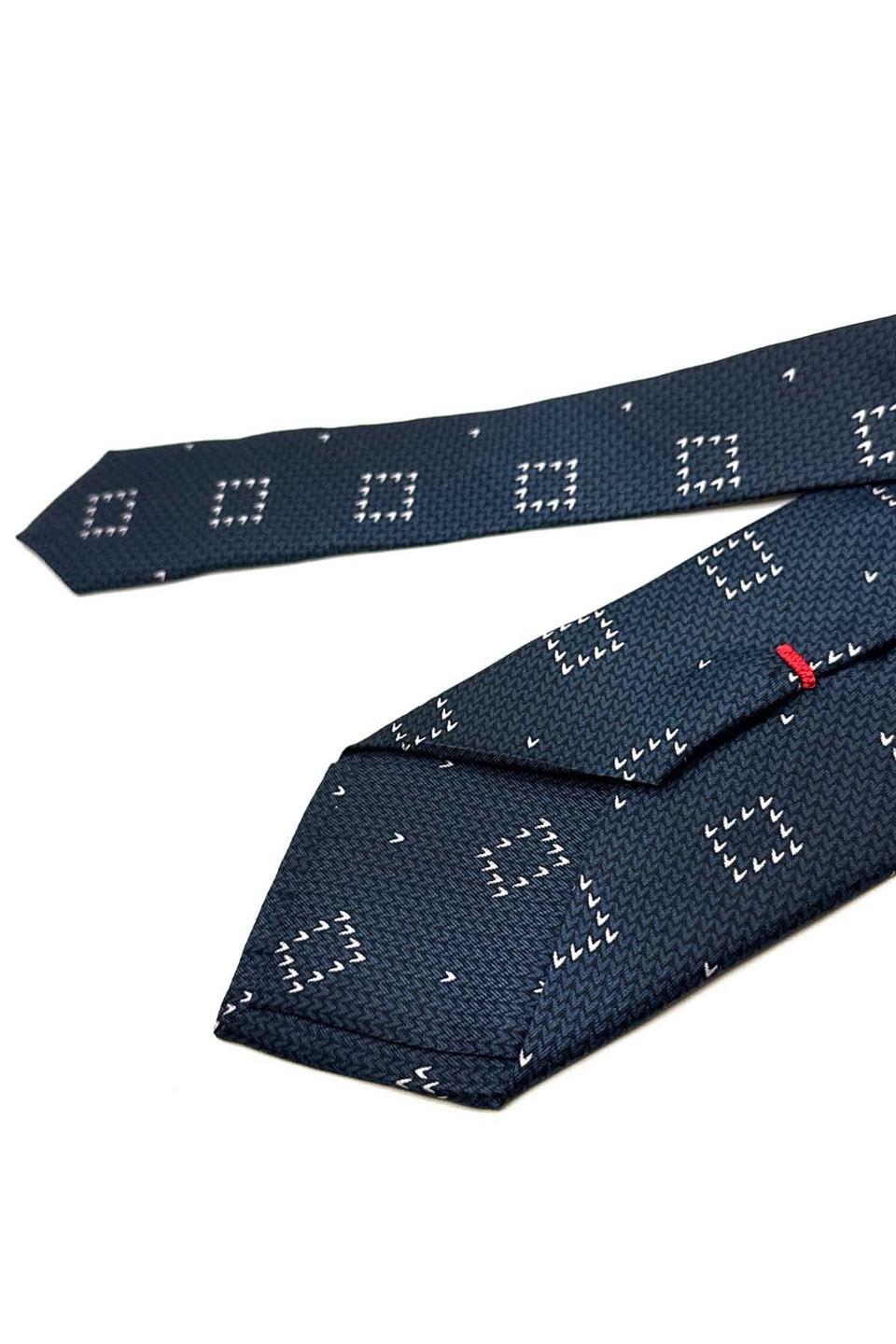 Lacivert Motif Desen İtalyan İpek Kravat İK1685