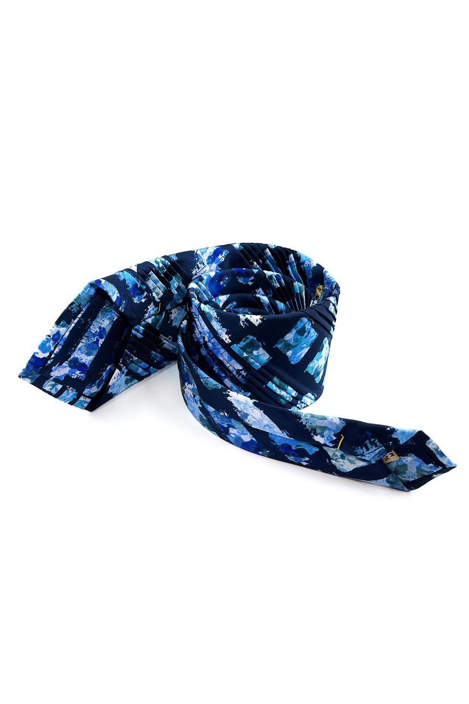 Lacivert Motif Desen İtalyan Piliseli İpek Kravat EST168