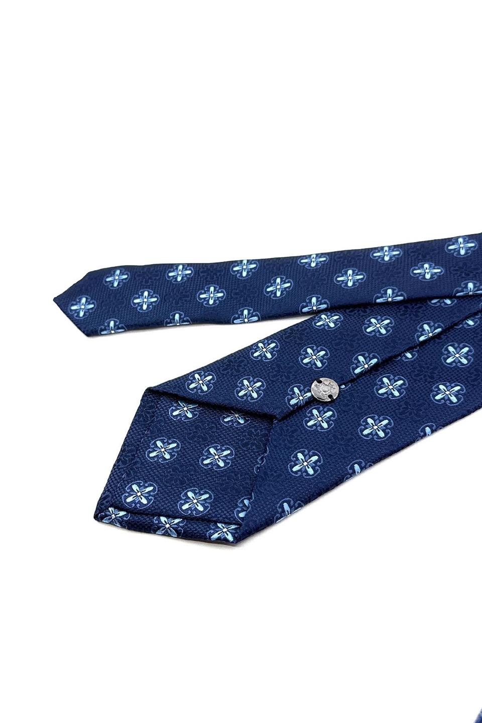 Lacivert Motif Desen Mendilli Klasik Kravat KK11925