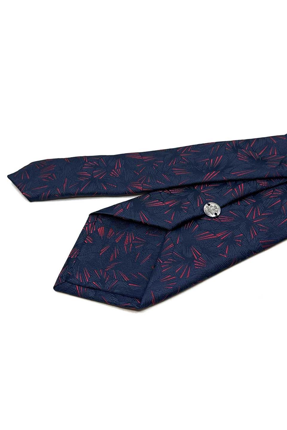 Lacivert Motif Desen Mendilli Klasik Kravat KK12920