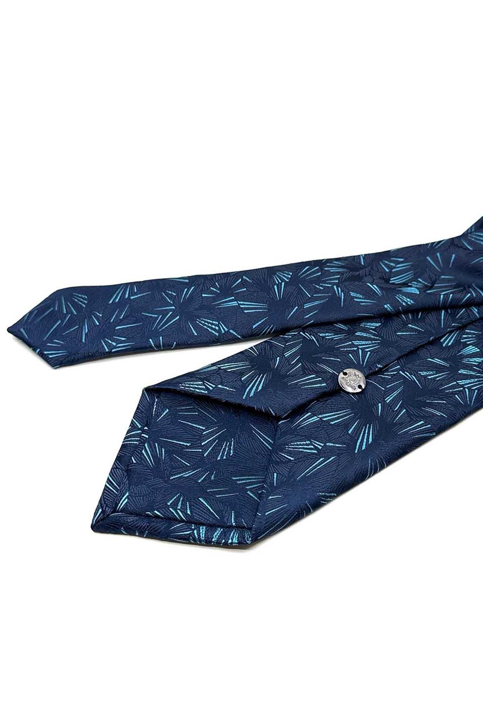 Lacivert Motif Desen Mendilli Klasik Kravat KK12919