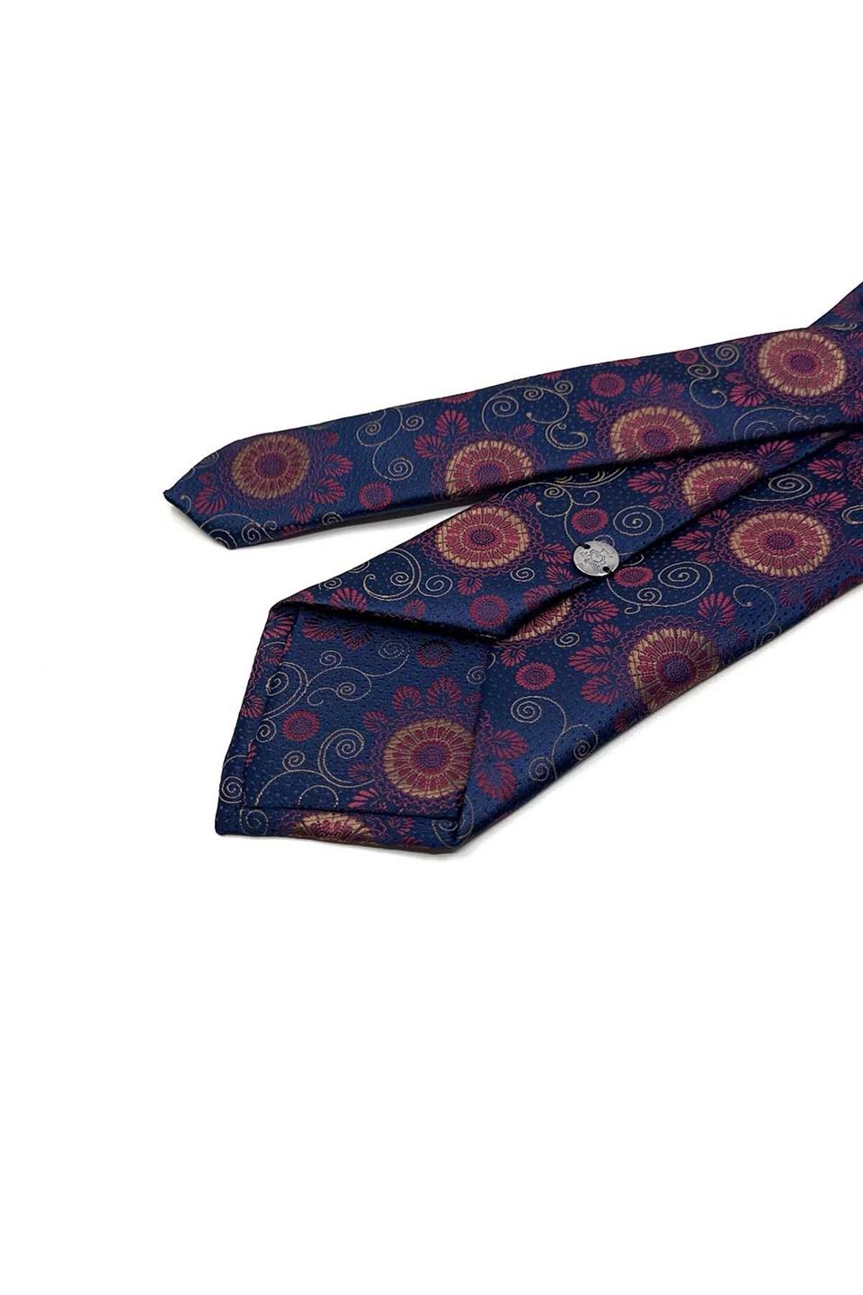 Lacivert Motif Desen Mendilli Klasik Kravat KK13587