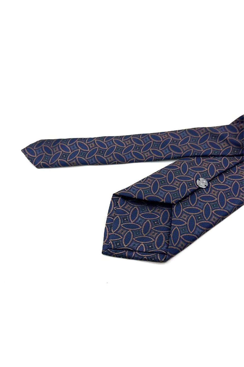 Lacivert Motif Desen Mendilli Klasik Kravat KK13988