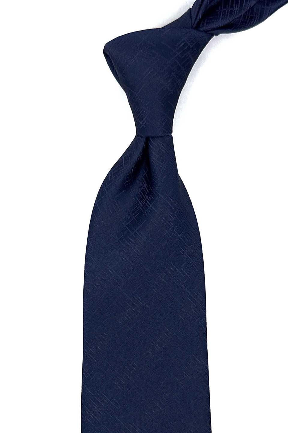 Lacivert Motif Desen Mendilli Klasik Kravat KK12435