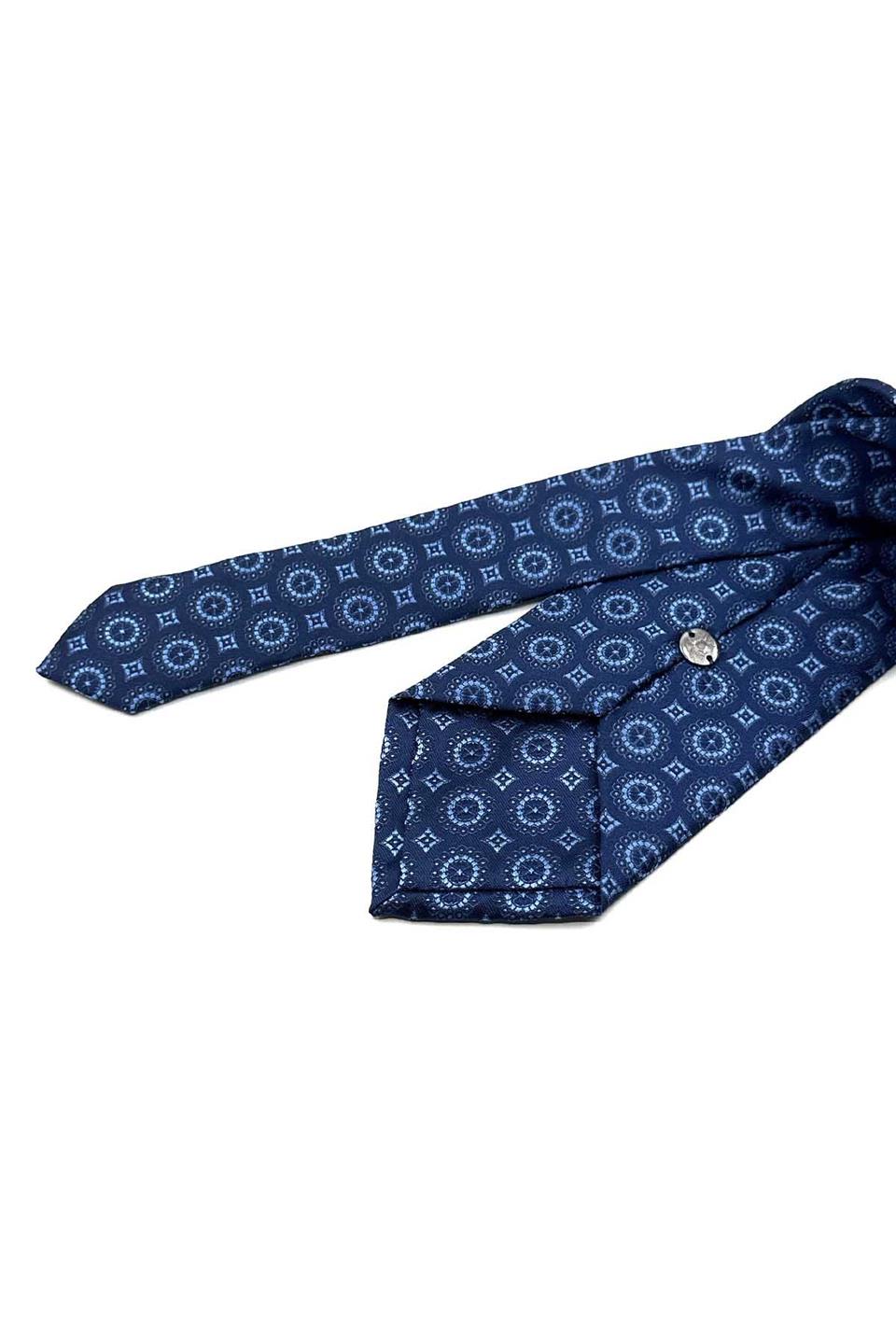 Lacivert Motif Desen Mendilli Klasik Kravat KK12656