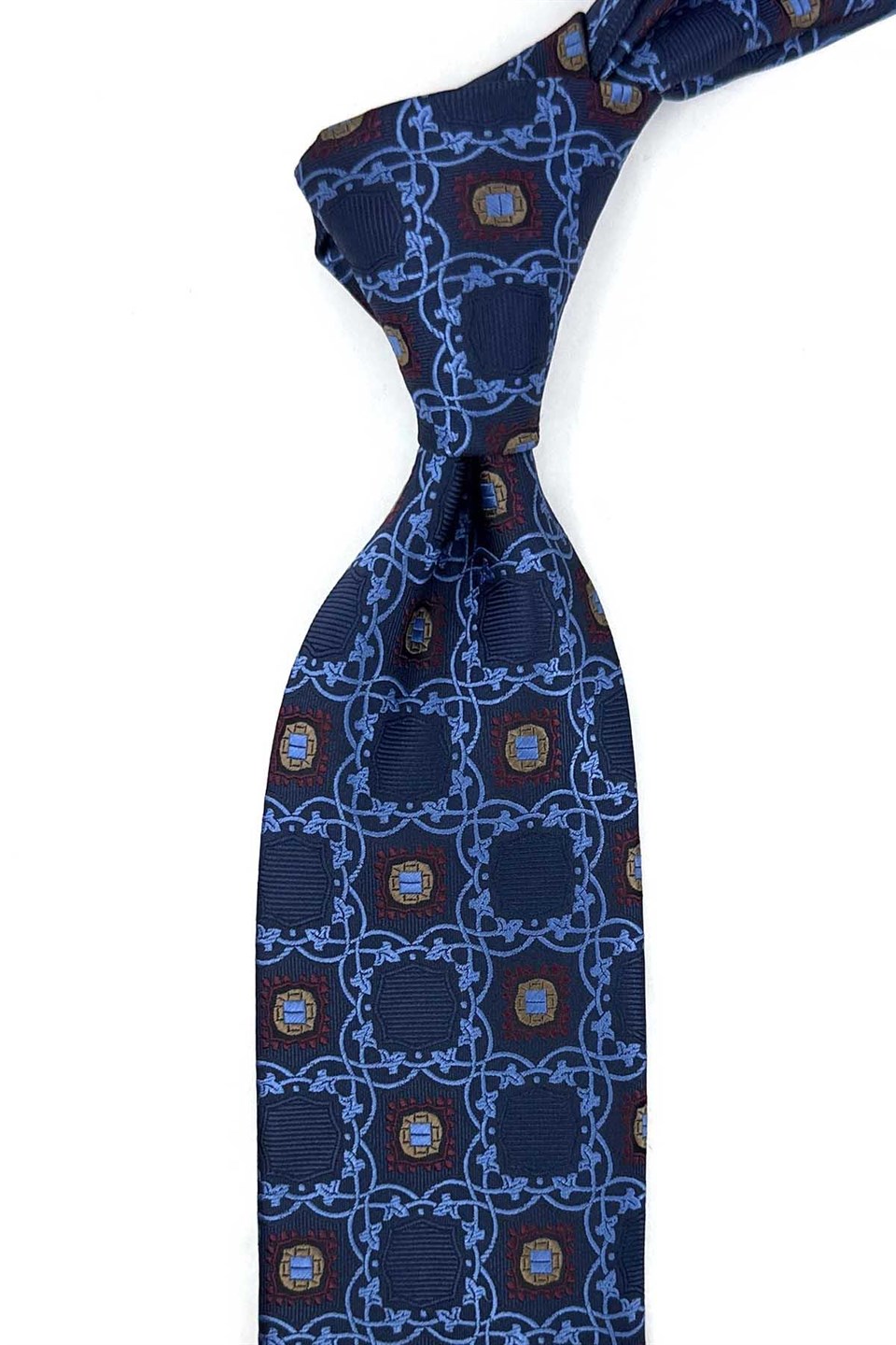 Lacivert Motif Desen Mendilli Klasik Kravat KK13914