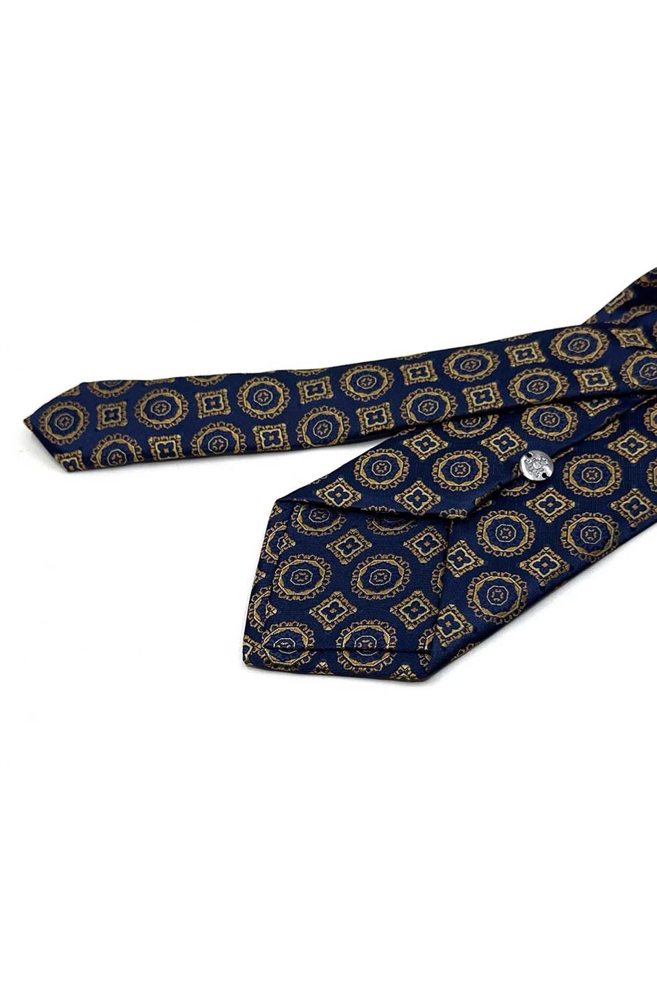 Lacivert Motif Desen Mendilli Klasik Kravat KK13576