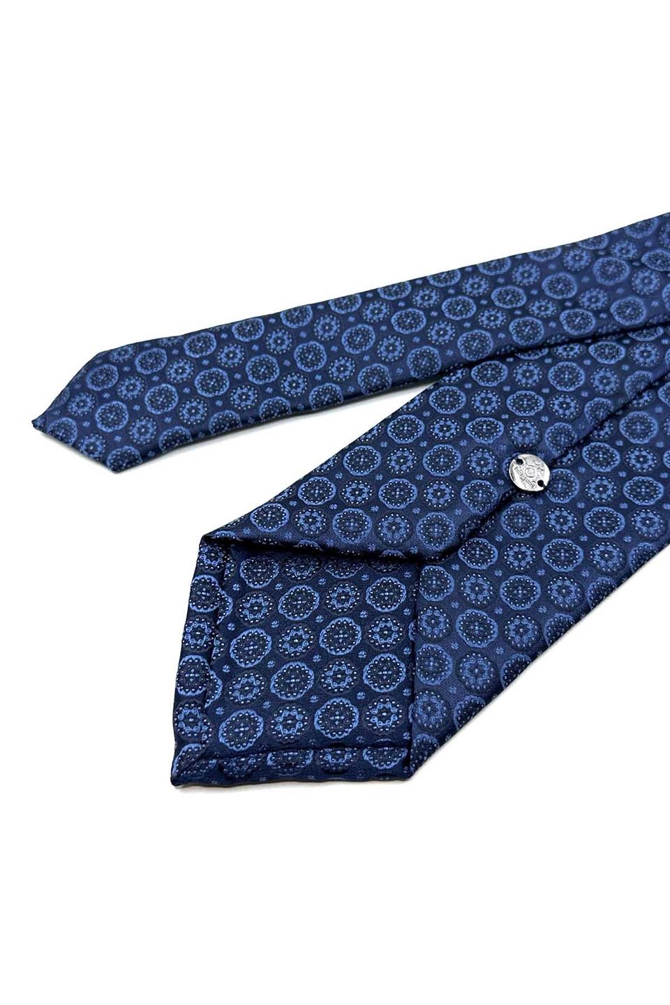 Lacivert Motif Desen Mendilli Klasik Kravat KK12611