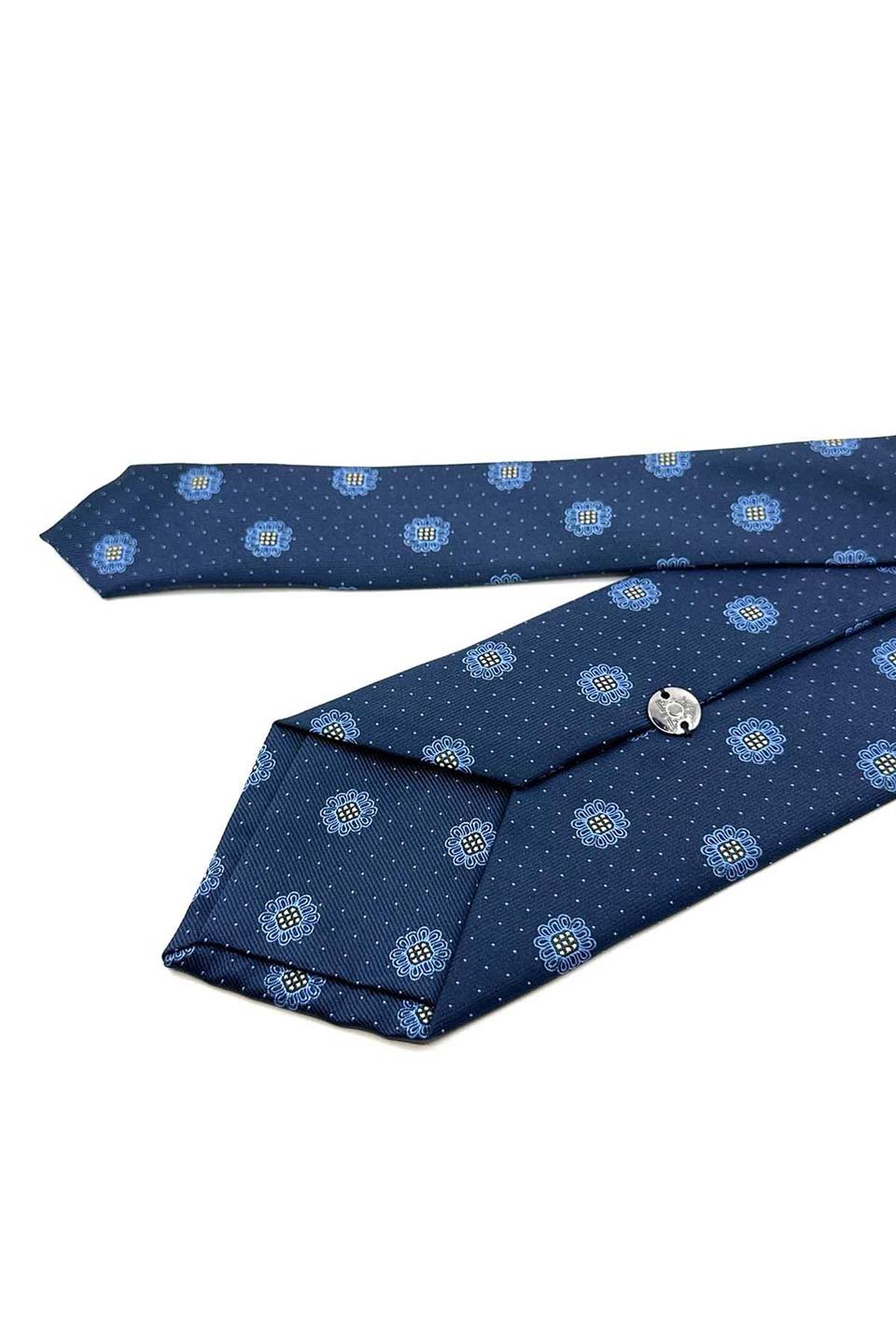 Lacivert Motif Desen Mendilli Klasik Kravat KK12307