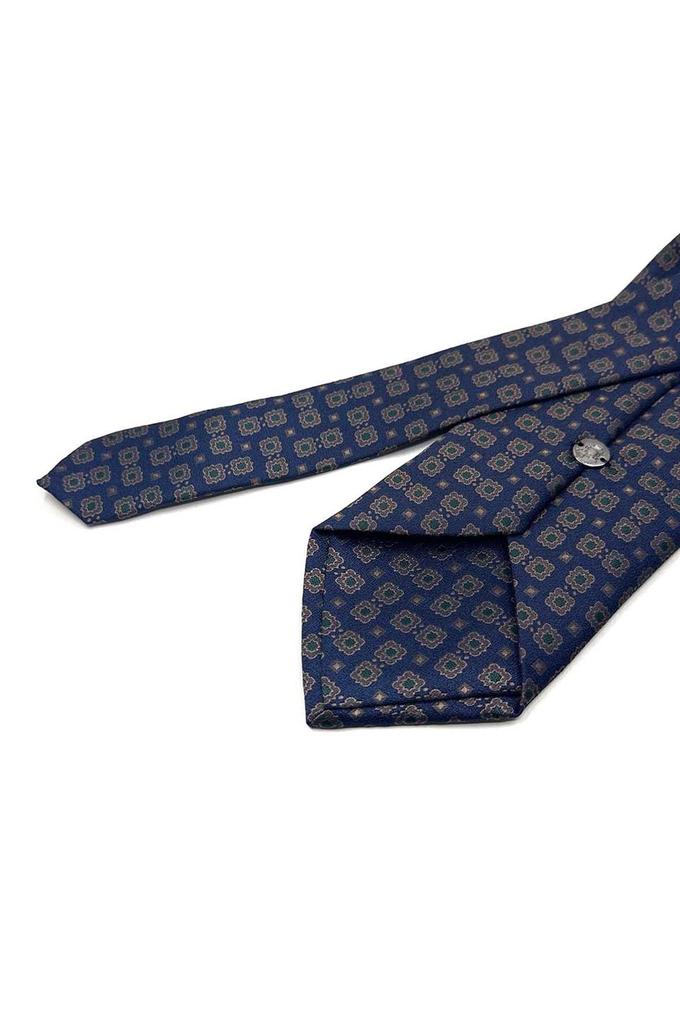 Lacivert Motif Desen Mendilli Klasik Kravat KK13658