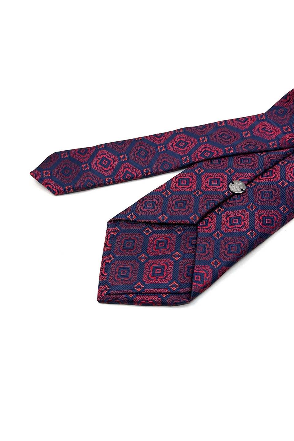 Lacivert Motif Desen Mendilli Klasik Kravat KK13432
