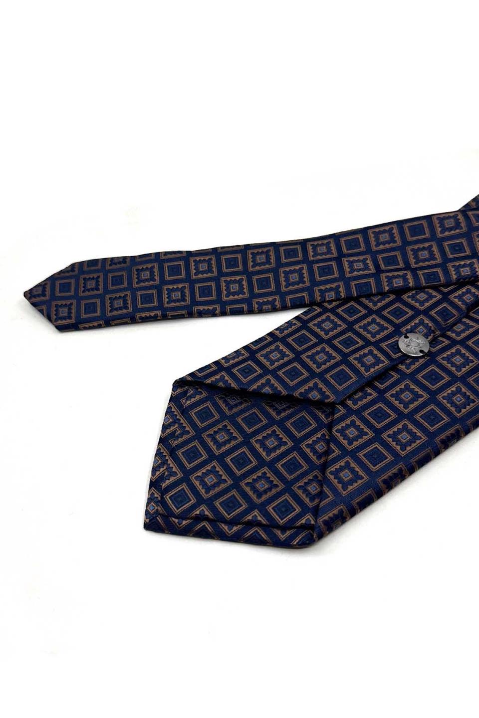 Lacivert Motif Desen Mendilli Klasik Kravat KK13633