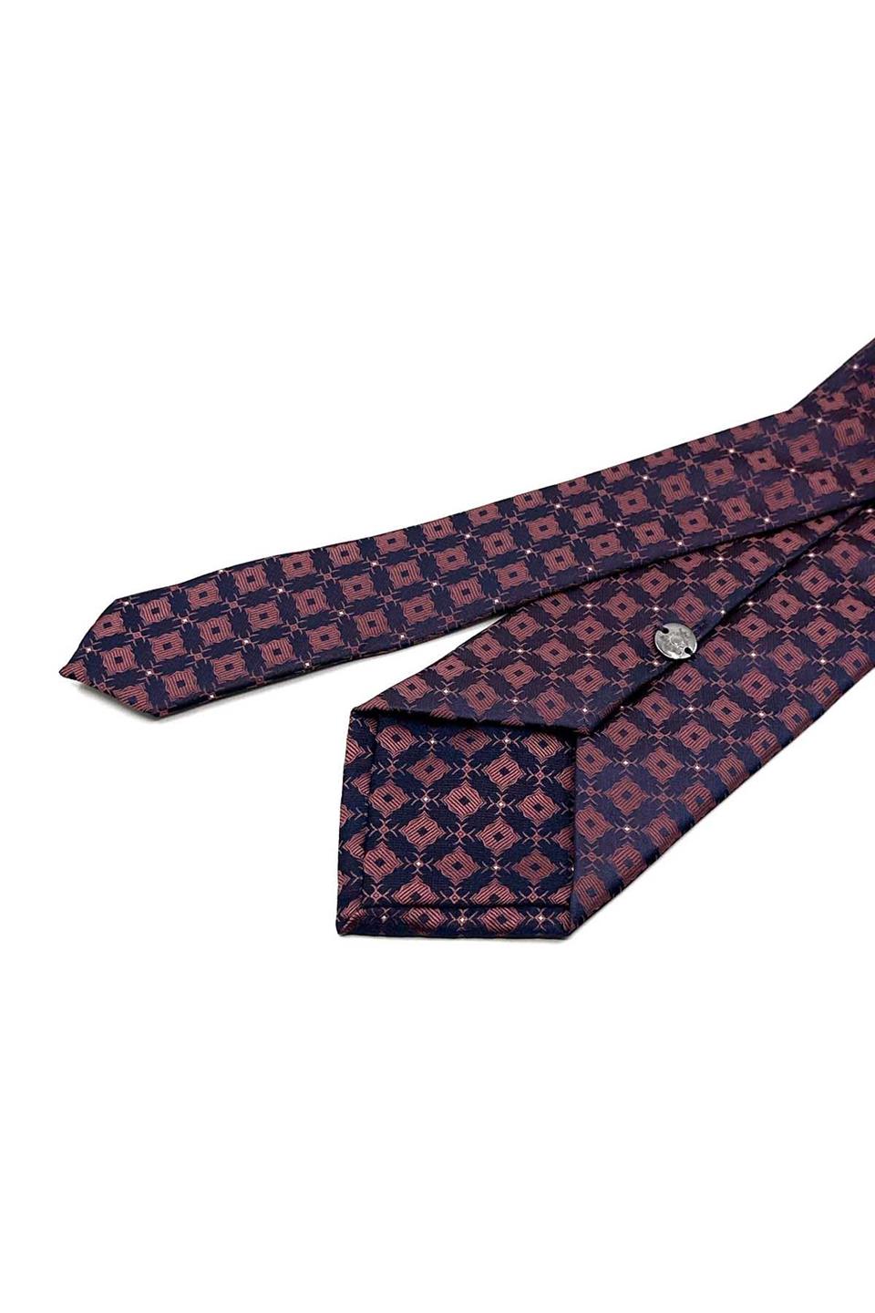 Lacivert Motif Desen Mendilli Klasik Kravat KK12570