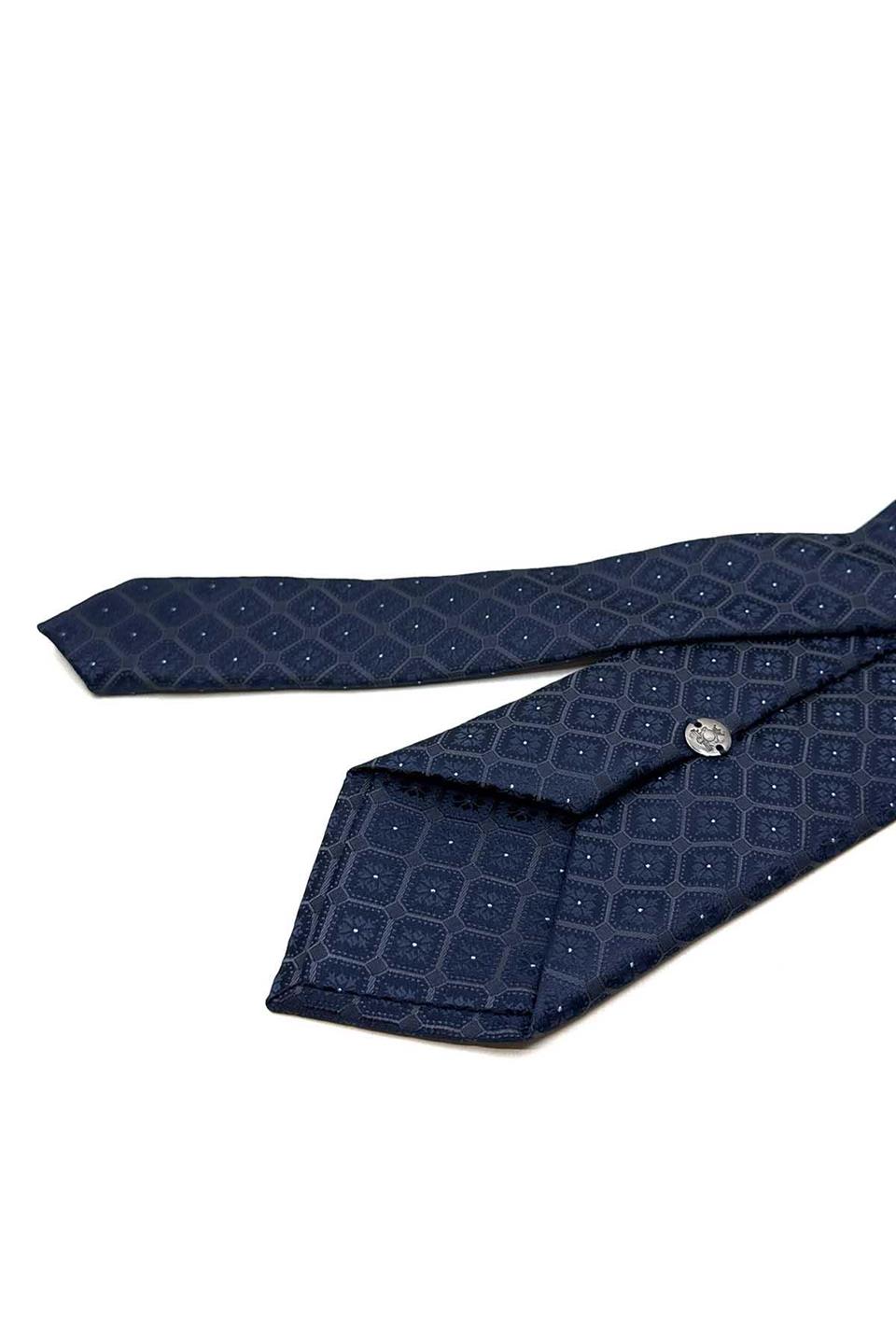 Lacivert Motif Desen Mendilli Klasik Kravat KK12853