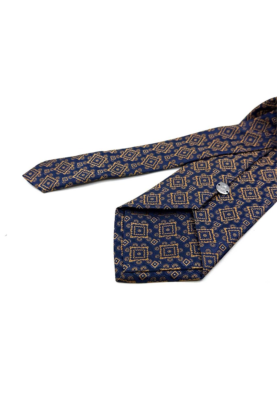 Lacivert Motif Desen Mendilli Klasik Kravat KK13576