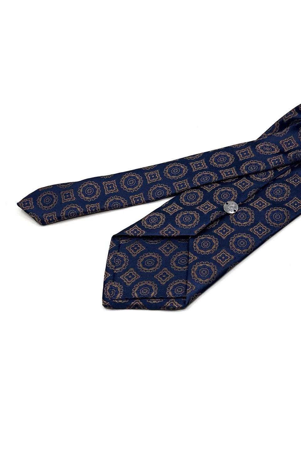 Lacivert Motif Desen Mendilli Klasik Kravat KK13579