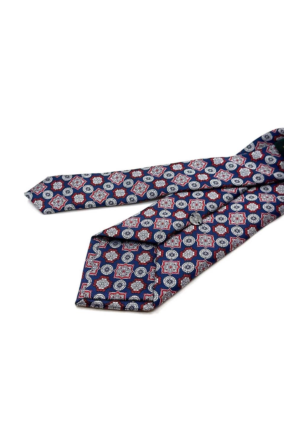 Lacivert Motif Desen Mendilli Klasik Kravat KK12974