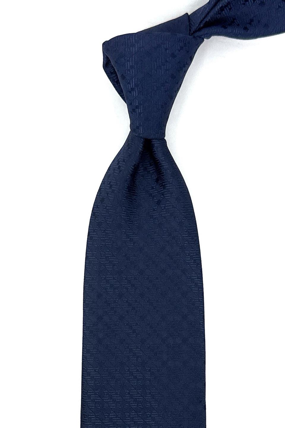 Lacivert Motif Desen Mendilli Klasik Kravat KK12010