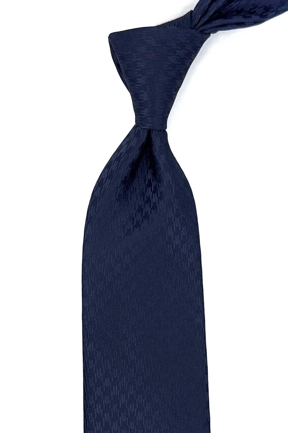Lacivert Motif Desen Mendilli Klasik Kravat KK12456