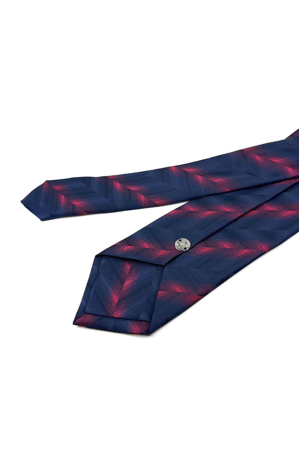 Lacivert Motif Desen Mendilli Klasik Kravat KK11328