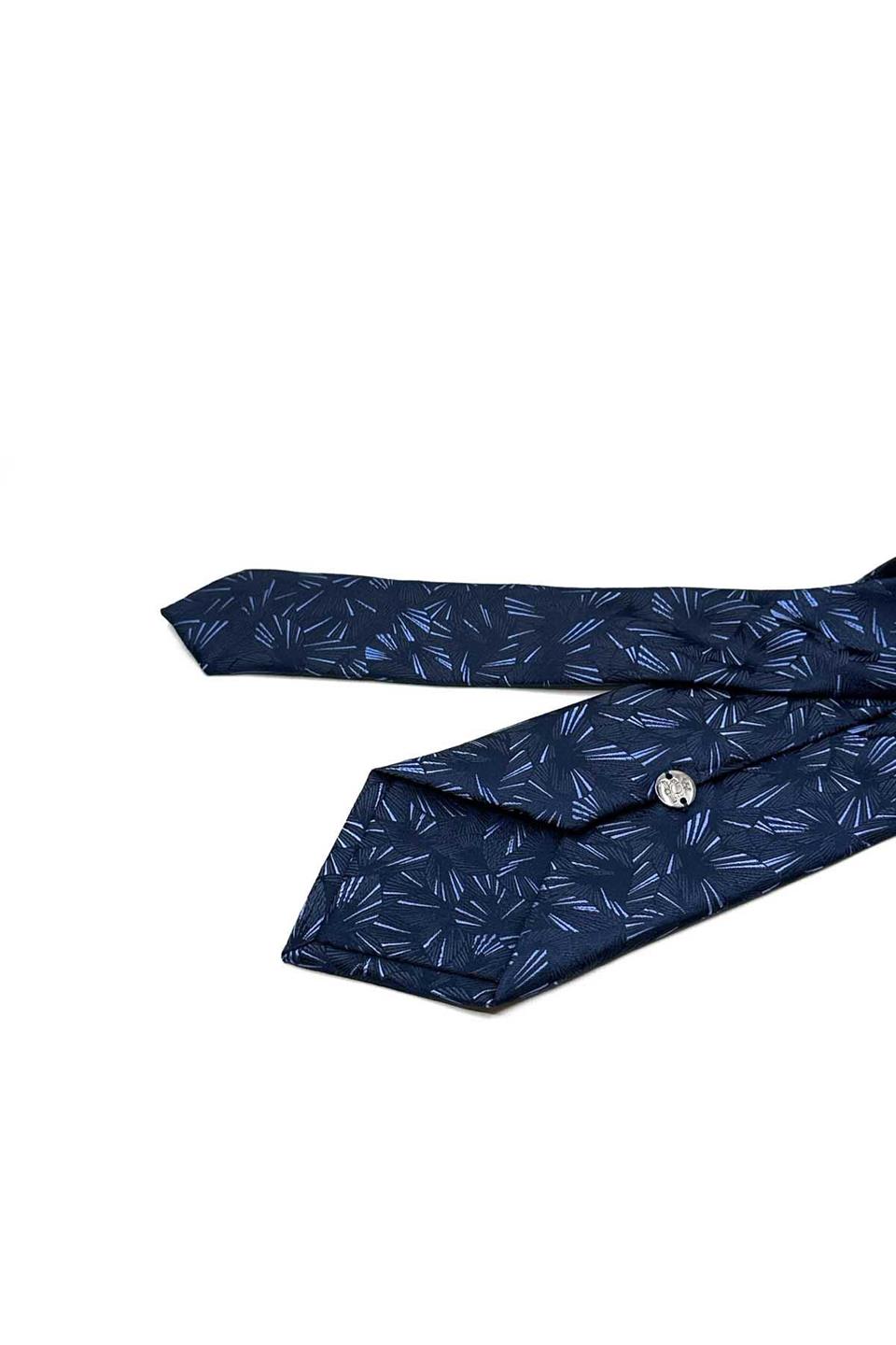 Lacivert Motif Desen Mendilli Klasik Kravat KK12923