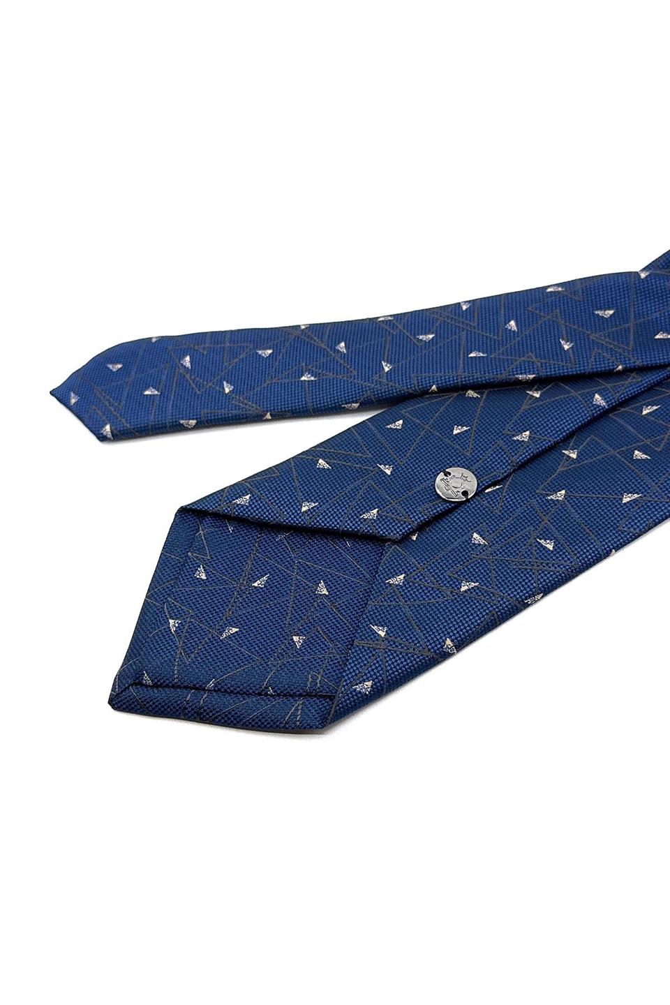 Lacivert Motif Desen Mendilli Klasik Kravat KK11912